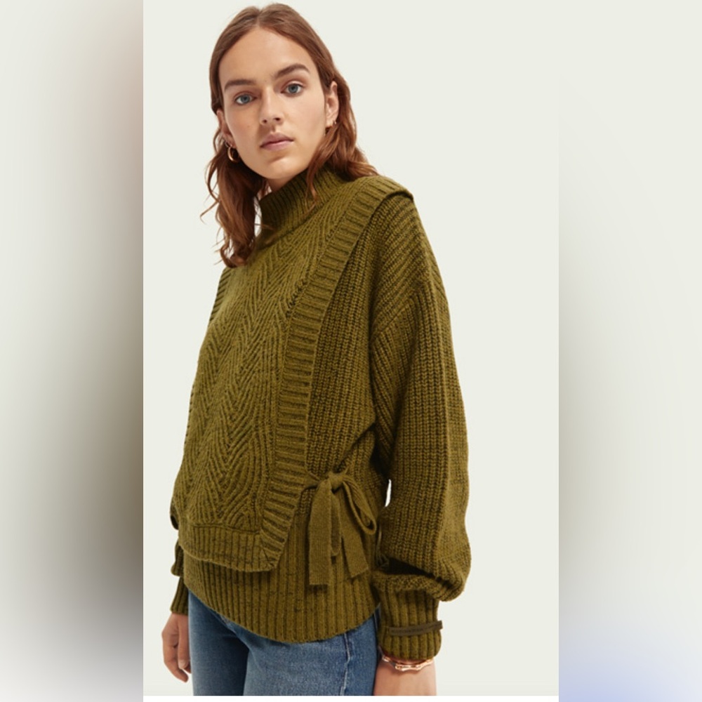 Scotch & Soda Women’s Ribbed Layered Sweater Olive Green Beautiful and unique S
